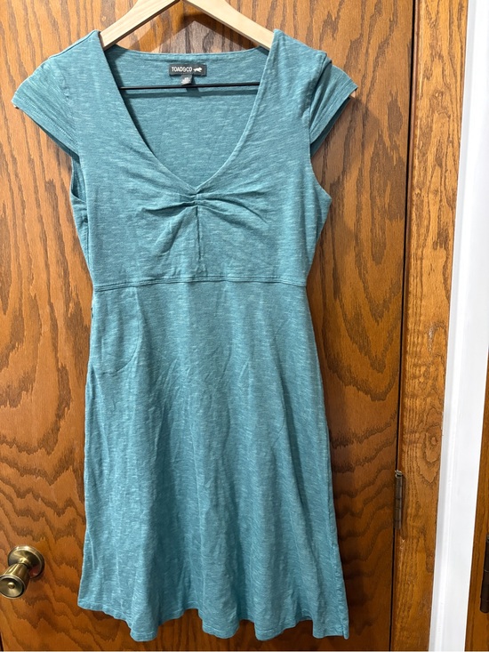 Toad&Co Dresses & Skirts - Toad&Co Rosemarie Space Dye Teal Cap Sleeve Dress XS Tencel Organic Cotton
